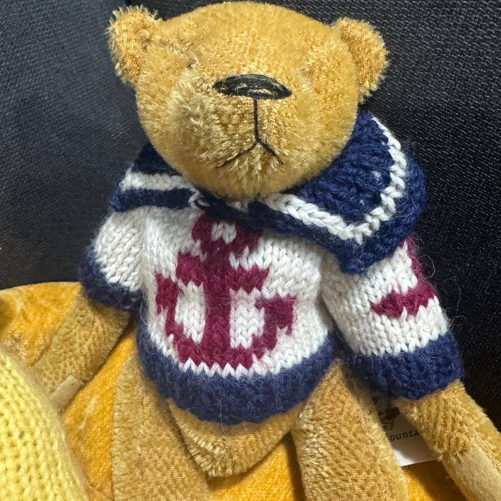 Pair of mohair handmade artist made teddy bears. 6” and 8”, nautical sweater - Picture 3 of 6